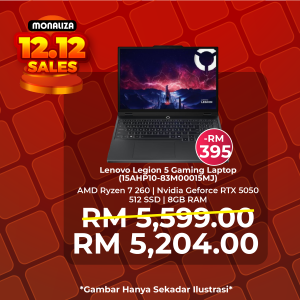 [ PROMOSI 12.12 ] Lenovo Legion 5 Gaming Laptop (15AHP10-83M00015M) AMD Ryzen 7 260 | Nvidia Geforce RTX 5050