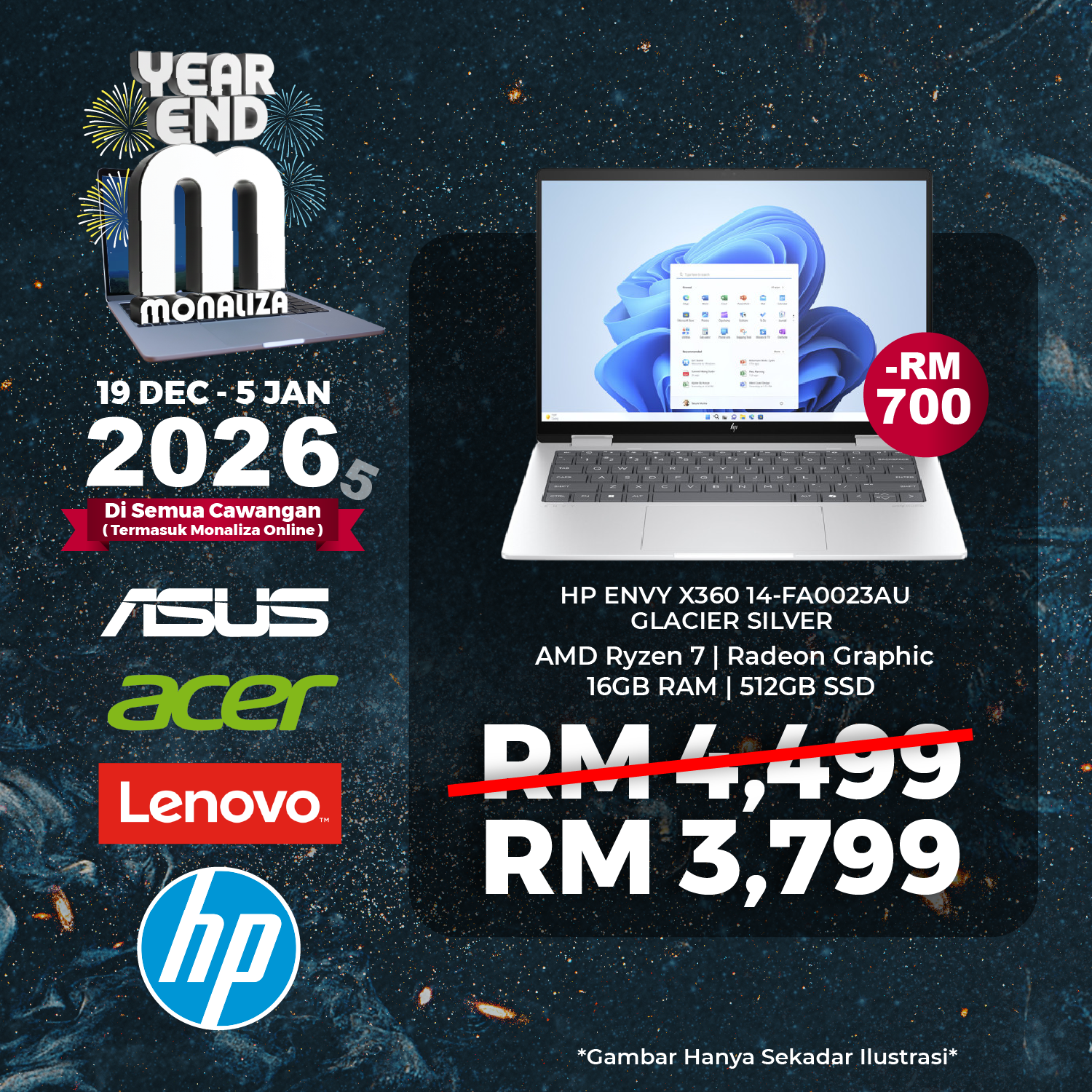 HP Envy Laptop X360 (14-FA0023AU) AMD Ryzen 7 8840HS | AMD Radeon Graphics