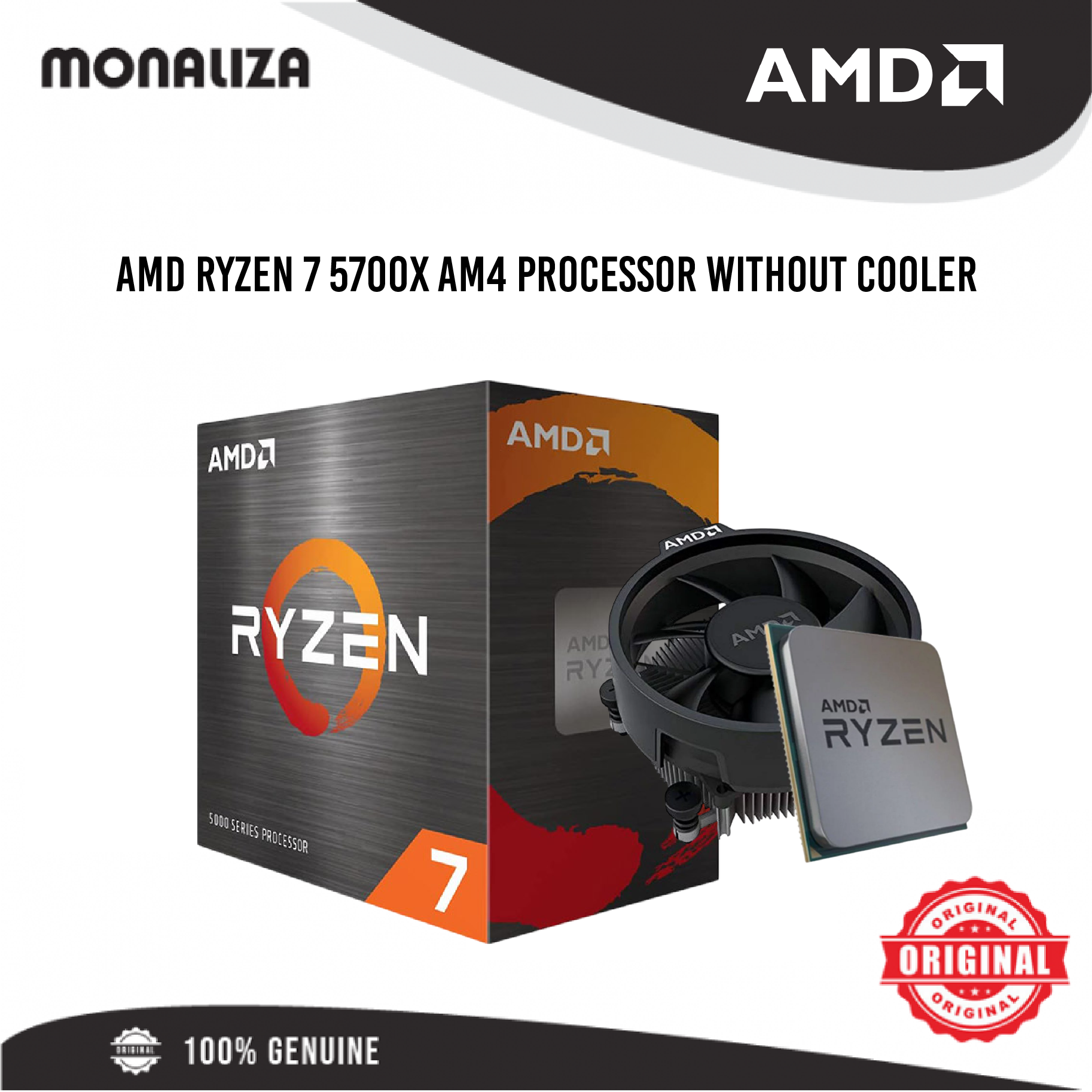 AMD Ryzen 7 5700X AM4 Processor without Cooler – Monaliza
