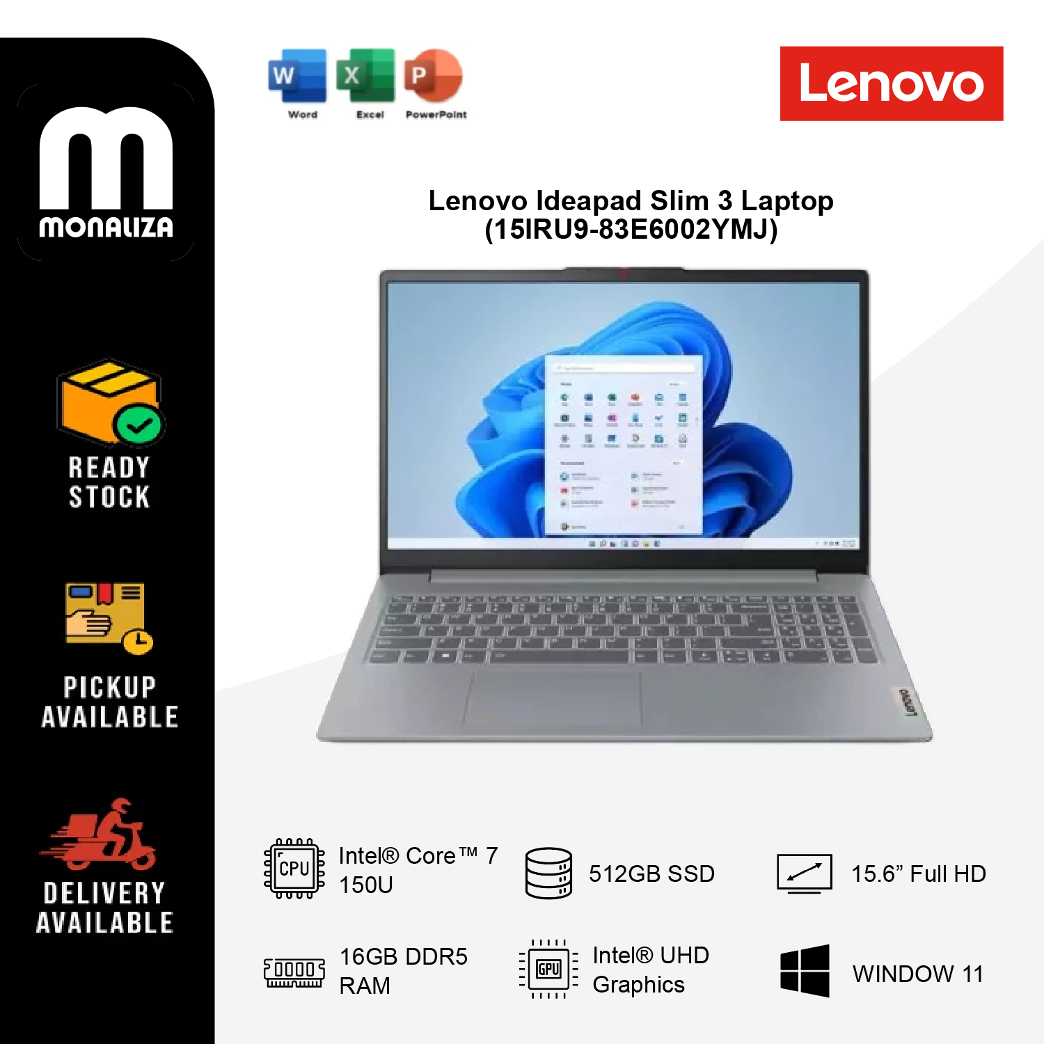 Lenovo Ideapad Slim 3 Laptop (15IRU9-83E6002YMJ) Intel Core 7-150U | Intel Graphics