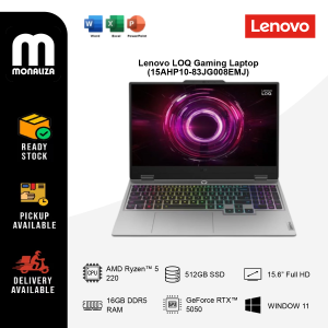 Lenovo LOQ Gaming Laptop (15AHP10-83JG008EMJ) AMD Ryzen 5 220 | NVIDIA GeForce RTX5050 8GB