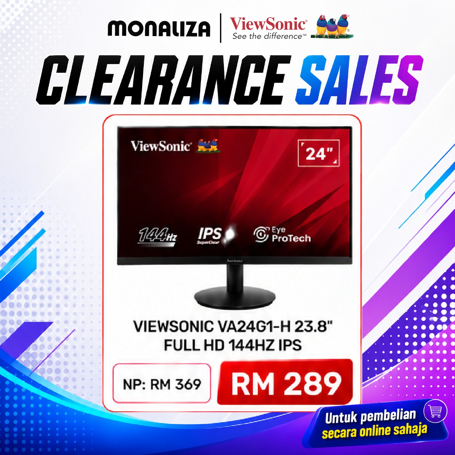 ViewSonic VA24G1-H 23.8" Full HD 144Hz IPS Monitor
