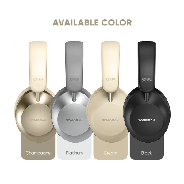 SonicGear Airphone DNC 3000 Wireless Headphones – Black / Cream / Platinum / Champagne