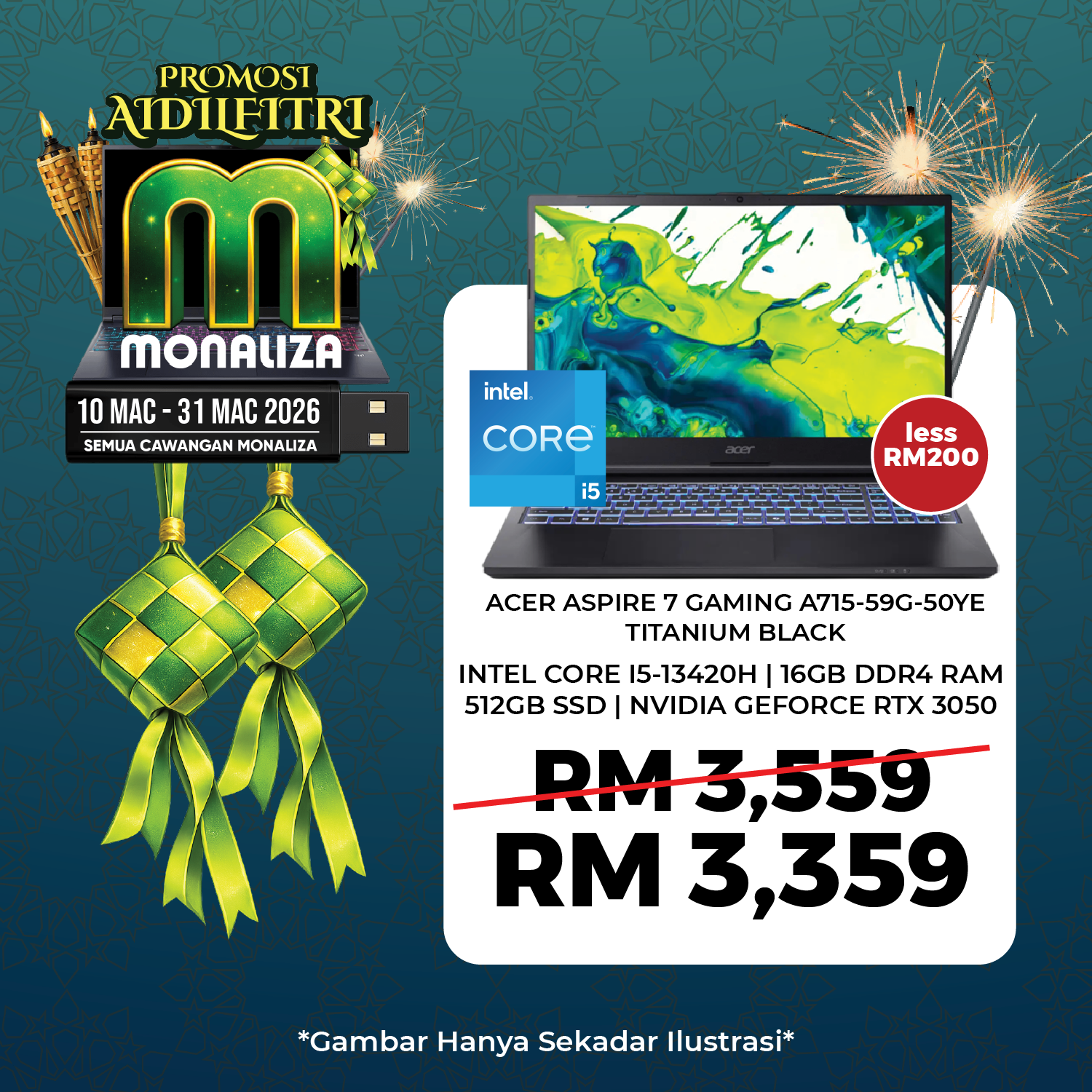 Acer Aspire 7 Gaming Laptop A715-59G-50YE Titanium Black