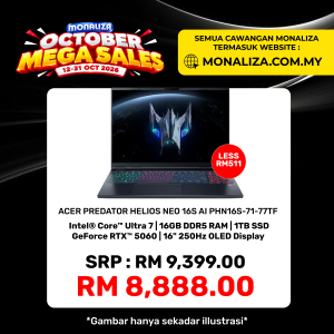Acer Predator Helios Neo 16S PHN16S-71-77TF | 250 Hz OLED | Core Ultra 7 255HX | GeForce RTX 5060 8GB | 1TB SSD
