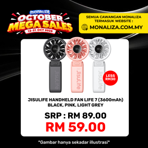 JISULIFE Handheld Fan LIFE 7 – Black / Light Grey / Pink