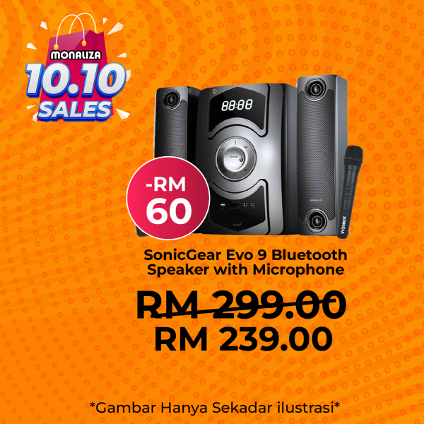 [ PROMOSI 10.10 ] SonicGear Evo 9 BTMI Bluetooth Multimedia Speaker (with Wireless Microphone)