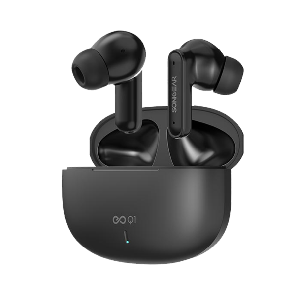 [ PROMOSI 10.10 ] SonicGear EarPump Q1 ANC Wireless Earbuds Black / White - Image 2
