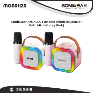 SonicGear IOX K200 Portable Wireless Speaker With Mic (White / Pink)