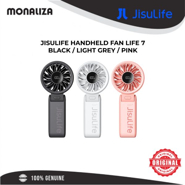 JISULIFE Handheld Fan LIFE 7 – Black / Light Grey / Pink