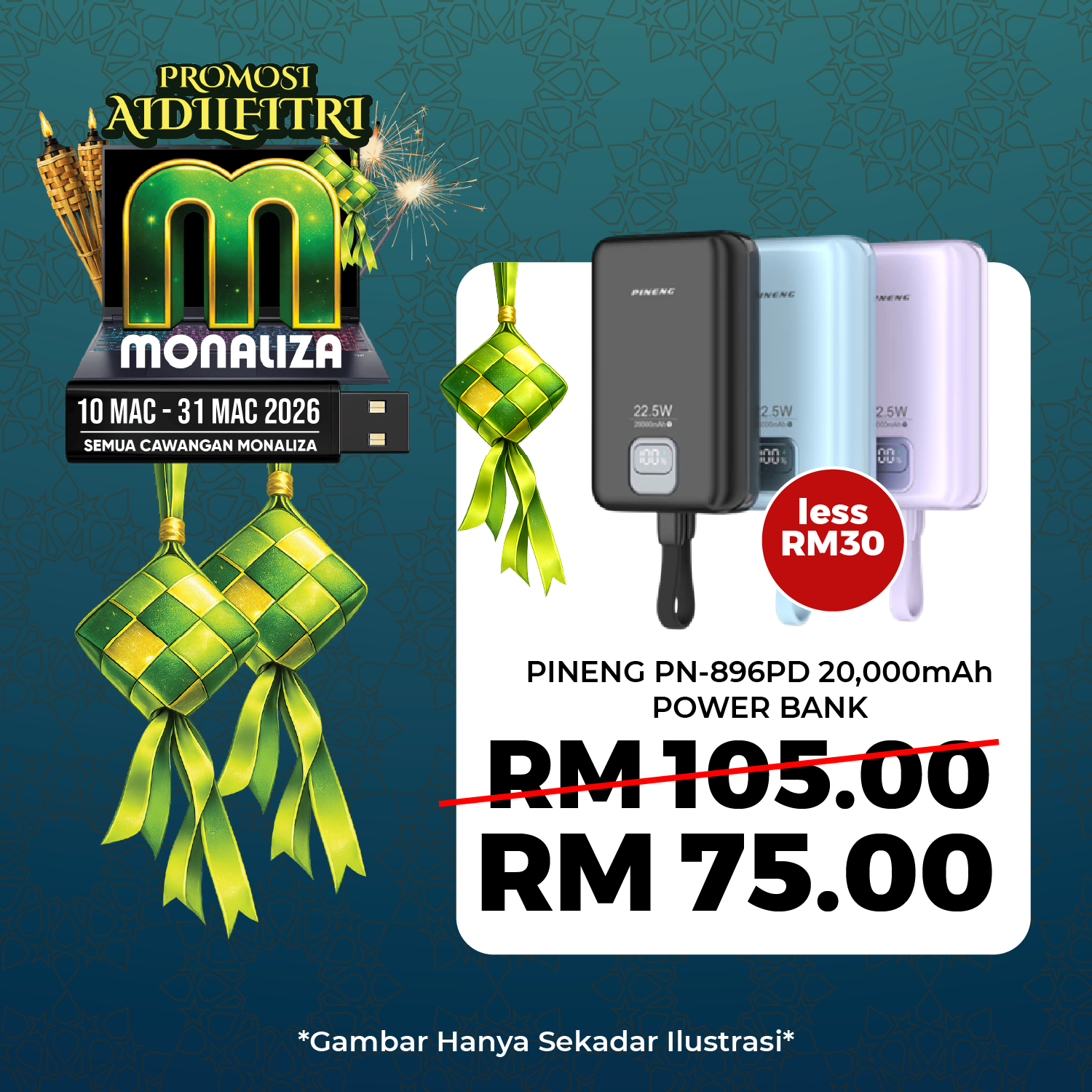 Pineng PN-896PD 20,000mAh Power Bank