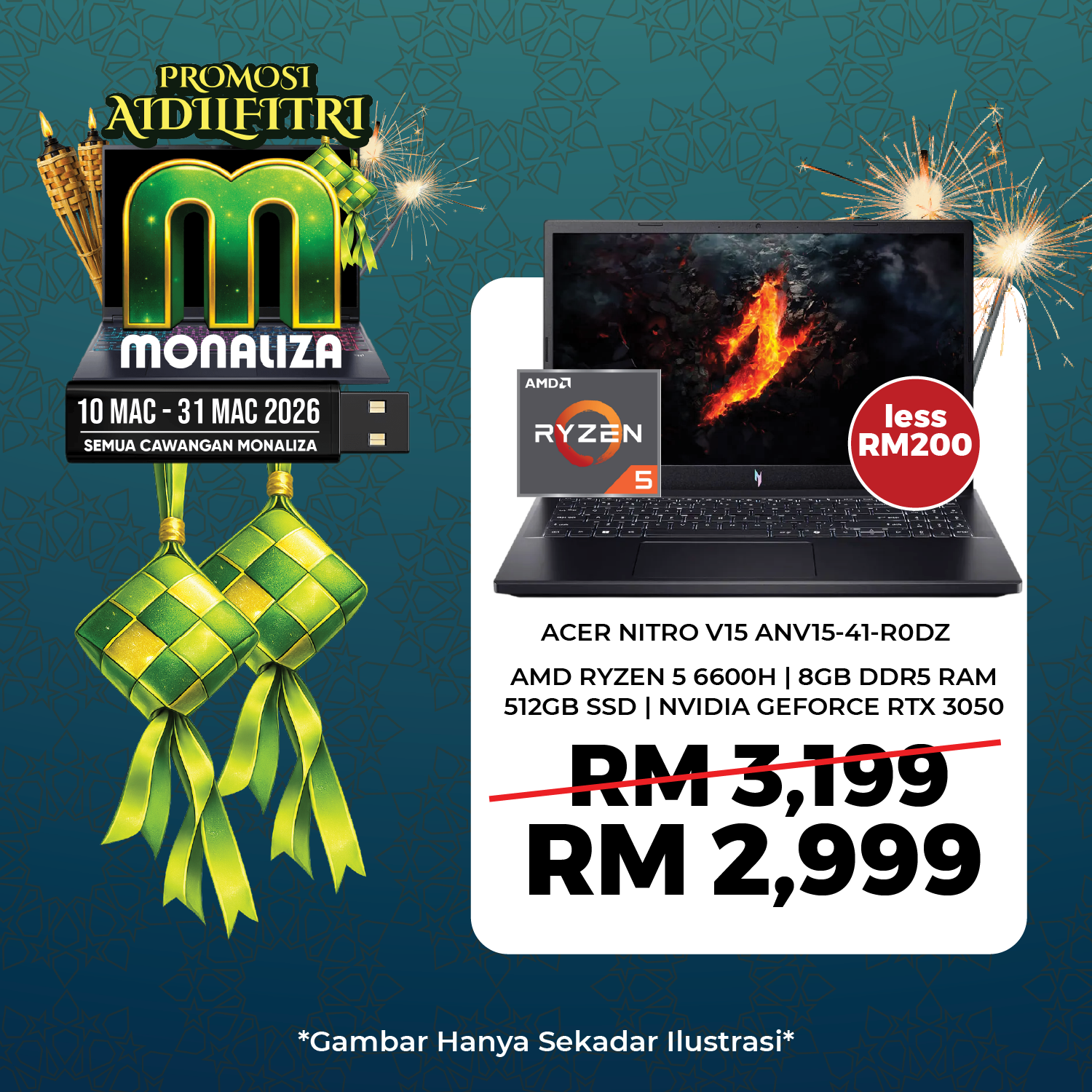 MSI Thin 15 B13UC-3414MY Gaming Laptop