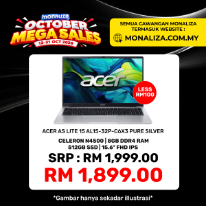 Acer AS Lite 15 Laptop AL15‑32P‑C6X3 | Intel® Celeron N4500 | 8GB DDR4 | 512GB Gen4 SSD | 15.6" FHD IPS | Pure Silver