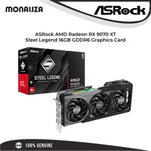 ASRock AMD Radeon RX 9070 XT Steel Legend 16GB GDDR6 Graphics Card