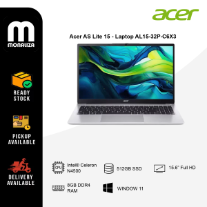 Acer AS Lite 15 Laptop AL15‑32P‑C6X3 | Intel® Celeron N4500 | 8GB DDR4 | 512GB Gen4 SSD | 15.6" FHD IPS | Pure Silver