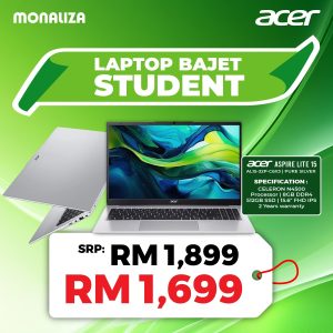 Acer AS Lite 15 Laptop AL15‑32P‑C6X3 | Intel® Celeron N4500 | 8GB DDR4 | 512GB Gen4 SSD | 15.6" FHD IPS | Pure Silver