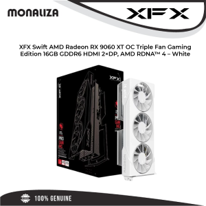 XFX Swift AMD Radeon RX 9060 XT OC Triple Fan Gaming Edition 16GB GDDR6 HDMI 2×DP, AMD RDNA™ 4 – White