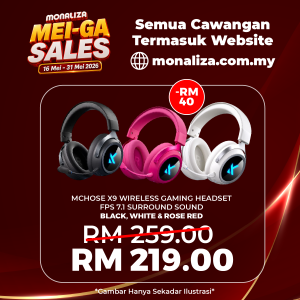 MCHOSE X9 Wireless Gaming Headset – Black / Rose Red (7.1 Surround Sound)