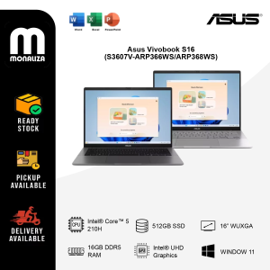 Asus Vivobook S16 (S3607V-ARP366WS/ARP368WS) -Cool Silver |Matte Gray