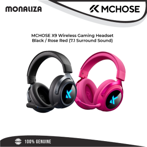 MCHOSE X9 Wireless Gaming Headset – Black / Rose Red (7.1 Surround Sound)