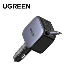 Ugreen Nexode 60W (1X Usb-C & 1X Usb-A) Fast Car Charger With Retractable Cable