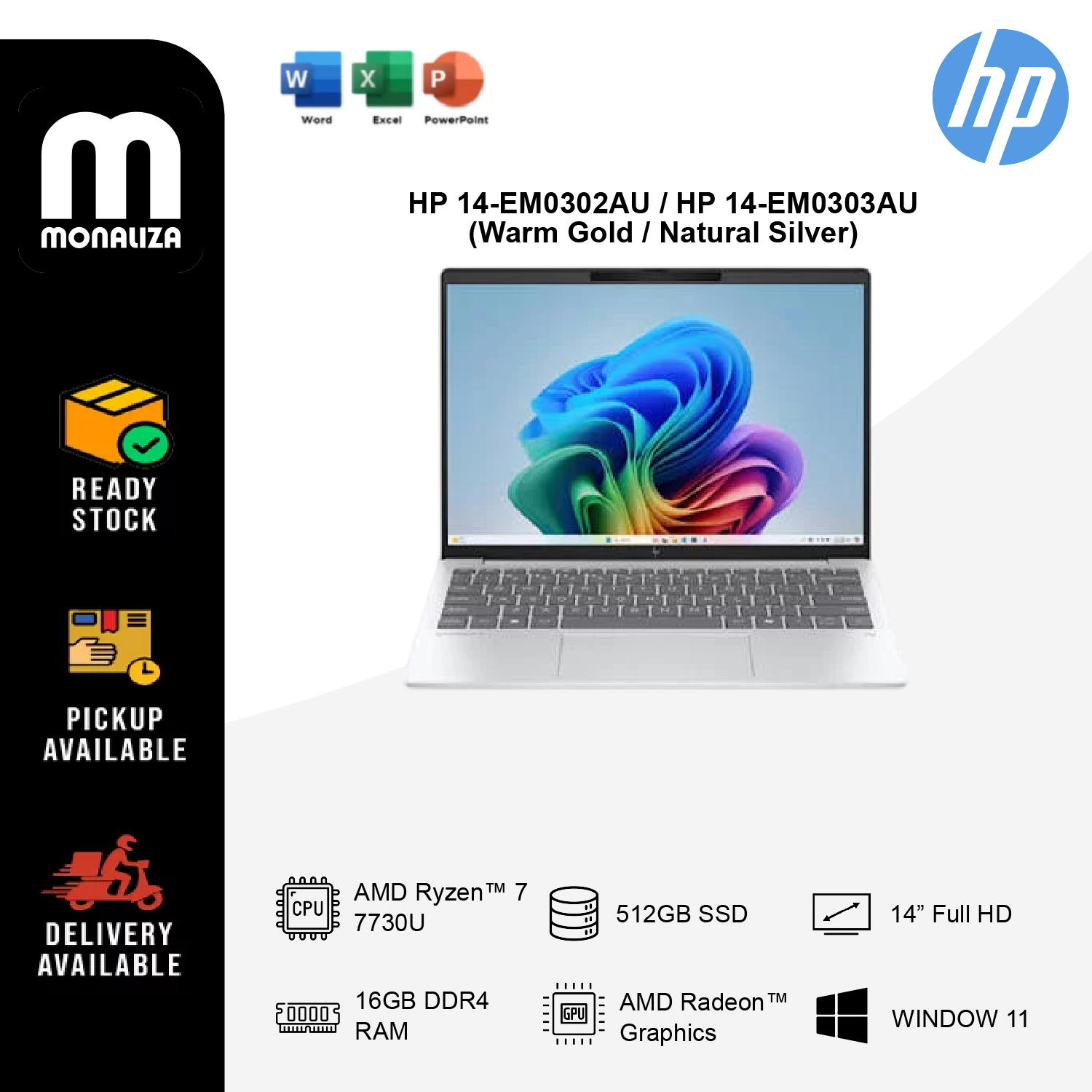 HP 14-EM0302AU / HP 14-EM0303AU Laptop (Warm Gold / Natural Silver)