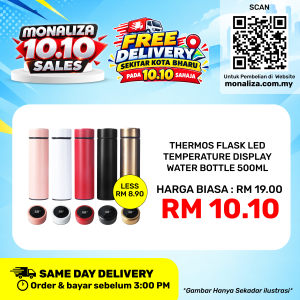 [ PROMOSI 10.10 ] Thermos Flask LED Temperature Display Water Bottle 500ml