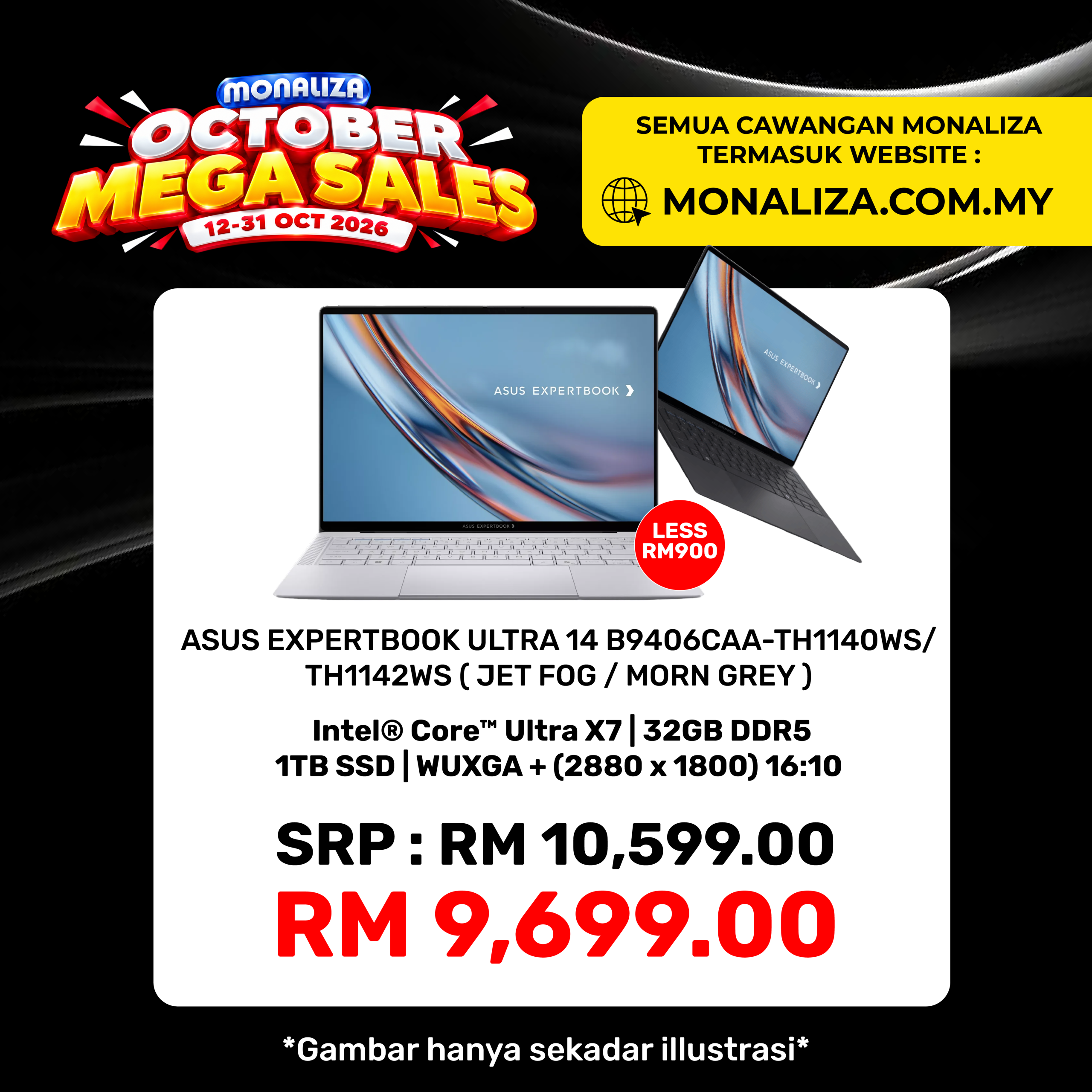 ASUS ExpertBook Ultra 14 – Morning Grey / Jet Fog